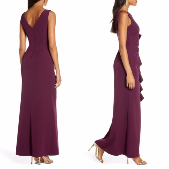 Eliza J Purple Ruffle Front Formal Gown Dress Sz 6 - Picture 4 of 7